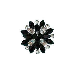 Vintage Runway Statement Jet Black Clear Rhinestone Maltese Cross Brooch Pin